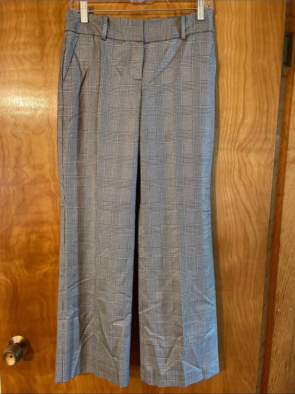 Talbots Gray Plaid Wide-Leg Trousers